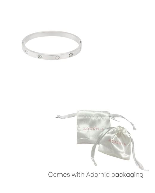 Adornia White Tarnish Resistant Cubic Zirconia And Clover Bangle Bracelet