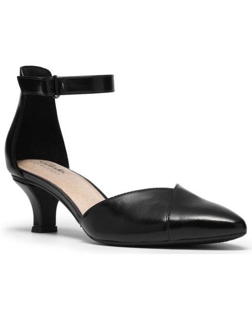 Clarks Black Kepley Strap Pointed Toe Pumps