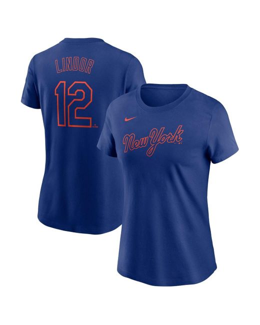 Nike Blue Francisco Lindor New York Mets Fuse Name Number T-shirt