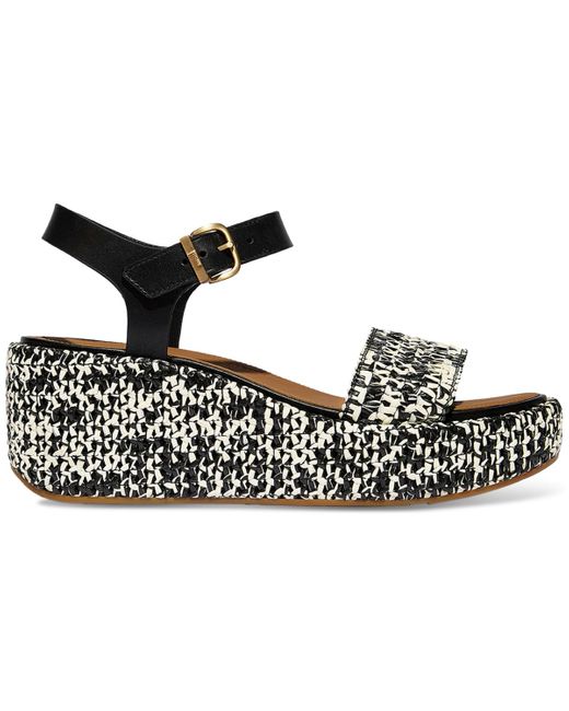 Fitflop Black Platform Woven Wedge Sandals