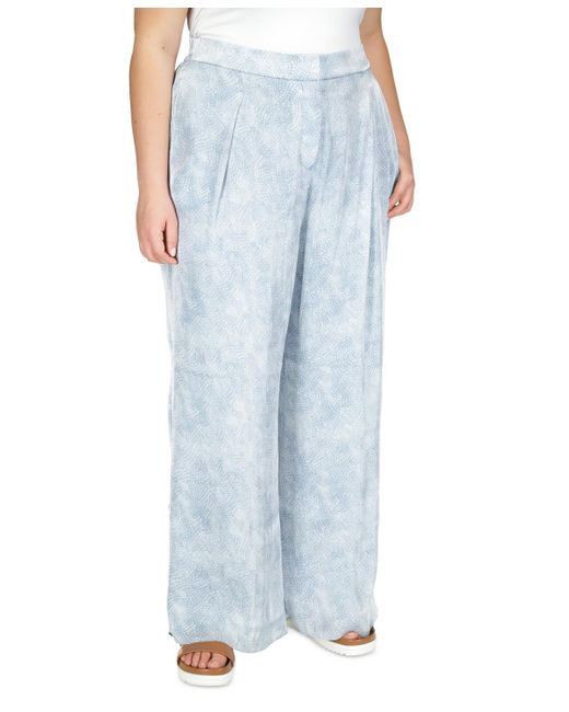 Michael Kors Blue Michael Plus Size Wide-leg Printed Pants
