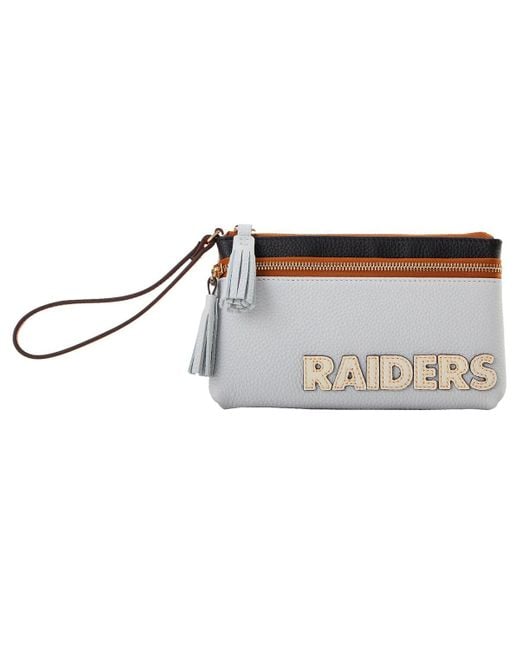 Dooney & Bourke White Las Vegas Raiders Infield Double-zip Wristlet
