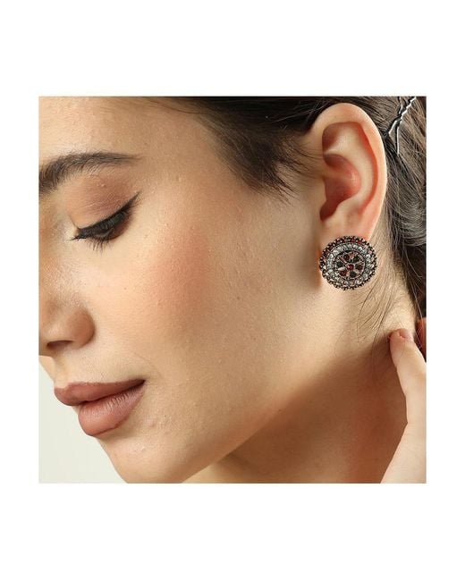 SOH Metallic Circular Stud Earrings