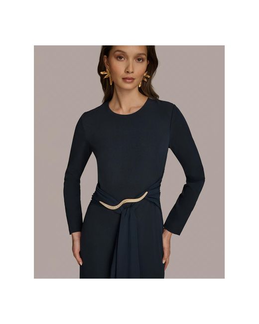 【Donna Karan New York】Jewel-Neck Embellished Gown Donna Karan New York Women's Jewel-Neck Embellished Gown
