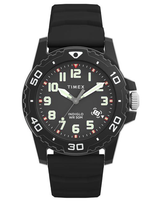 Timex Black Main Street Quartz Silicone Strap 42mm Round Watch for men