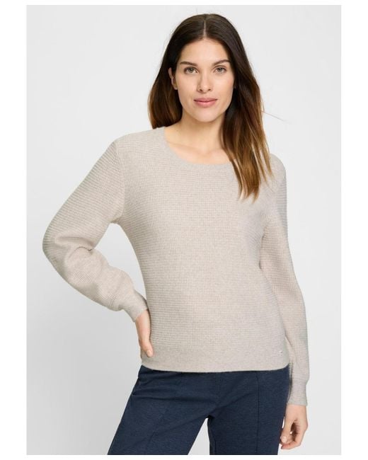 Olsen White Waffle Knit Pullover
