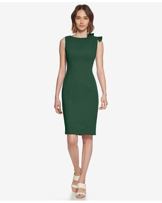 Calvin Klein Women's Green Boat Neck Short Dress