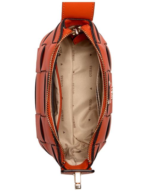 Guess Orange Maylee Mini Woven Hobo Bag