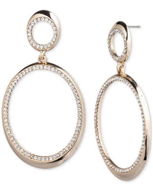 Givenchy Metallic Pave Crystal Open Drop Statement Earrings