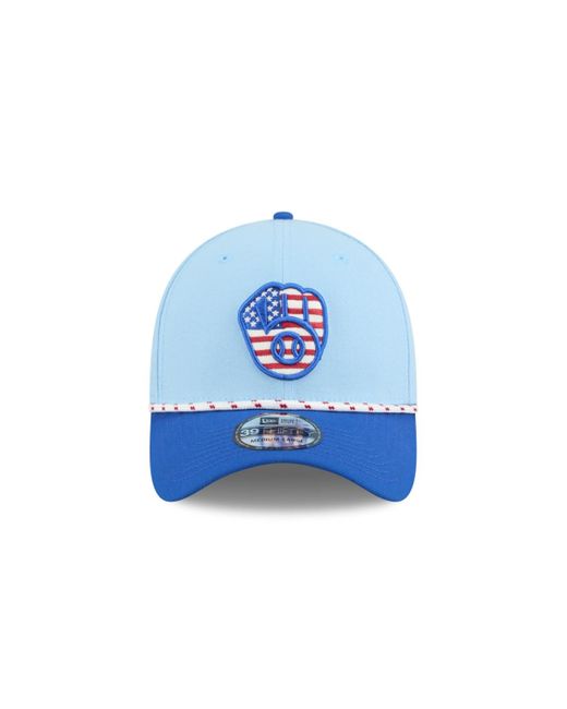 KTZ Light Blue/blue Milwaukee Brewers 2025 Fourth Of July 39thirty Flex Hat for men