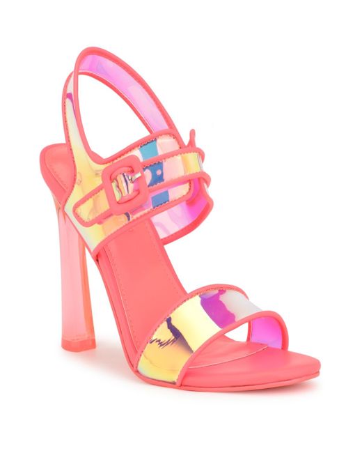 Nine West Pink Lucile Tapered Heel Open Toe Dress Sandals