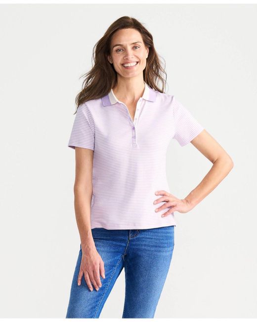 Lands' End Women's White Supima Cotton Polo Shirt