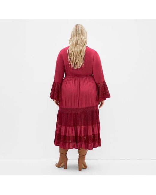 City Chic Red Tisha Lace Maxi Dress