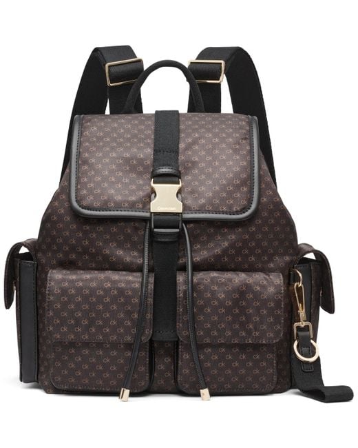 Calvin Klein Black Elora Nylon Mini Signature Front Buckle Backpack