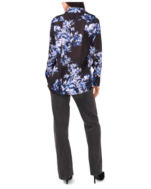 1.STATE Blue Printed Long Sleeve Top