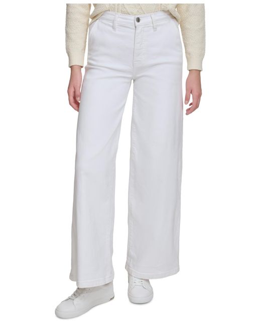 DKNY White High-rise Wide-leg Trouser Jeans