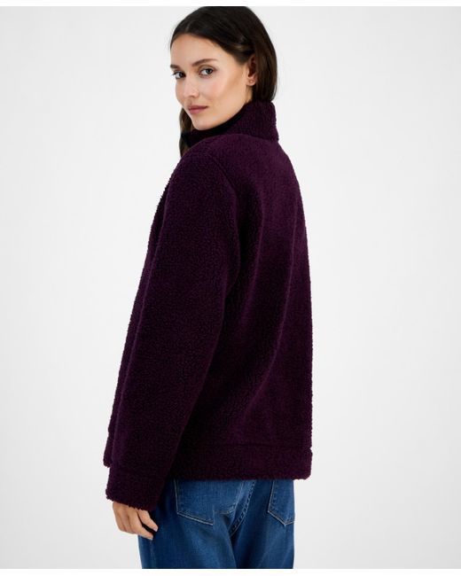 Tommy Hilfiger Blue Quarter-zip Faux-sherpa Jacket
