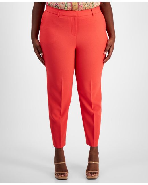Tahari Red Plus Size Classic Mid Rise Ankle Pants