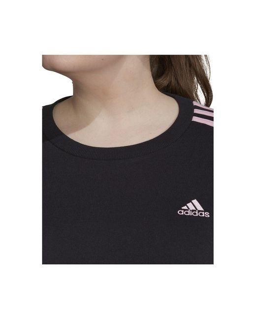 adidas Plus Size Essentials Three-stripes Fleece Sweatshirt in Black | Lyst