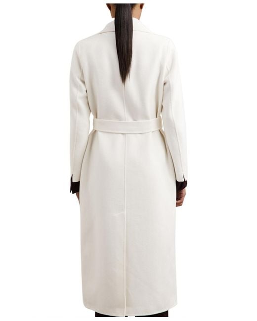 Reiss White Double-breasted Blindseam Wool-blend Coat