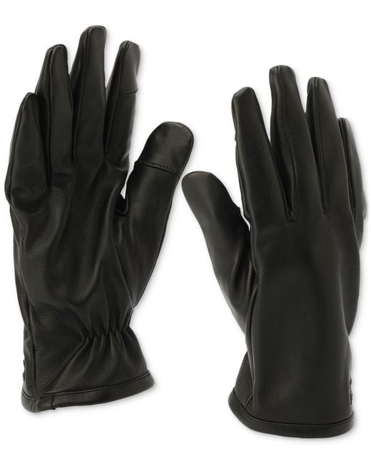 Calvin Klein Gray Injected Leather Gloves for men
