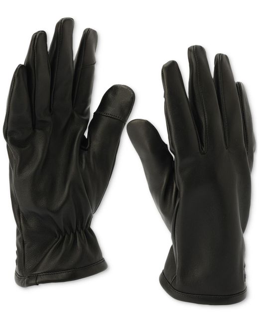 Calvin Klein Gray Injected Leather Gloves for men