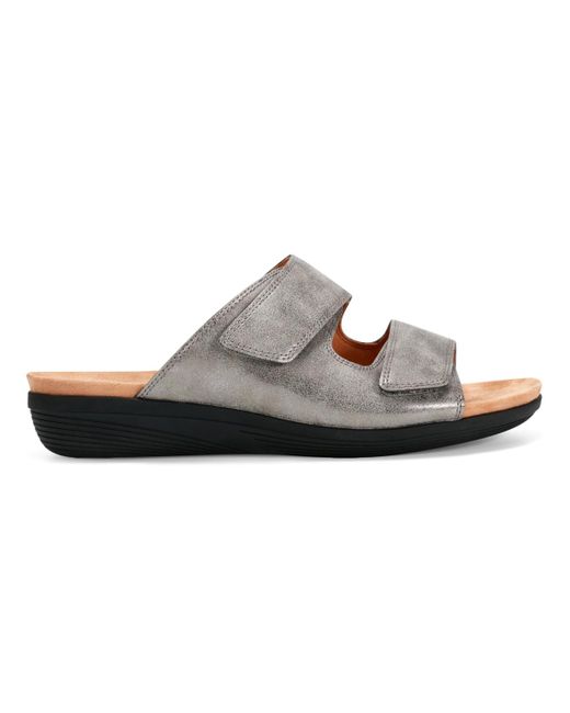 Easy Spirit Brown Bowen Double Band Low Wedge Sandals
