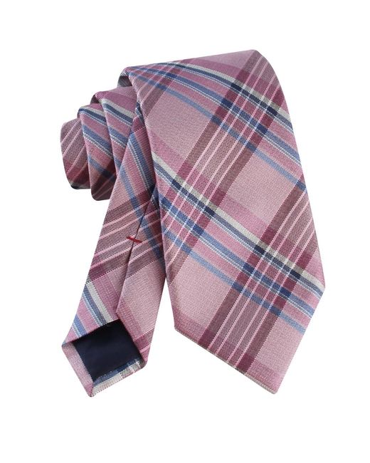 Tommy Hilfiger Purple Plaid Pattern Tie for men