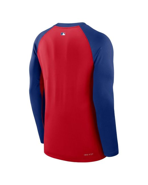 Nike Red/navy Boston Red Sox Authentic Collection Game Time Raglan Performance Long Sleeve T-shirt for men
