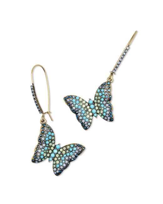 Betsey Johnson Green Faux Stone Boho Butterfly Dangle Earrings