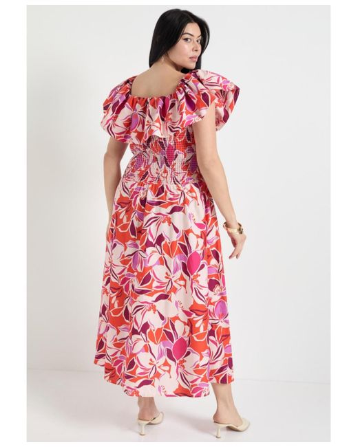 June + Vie Red June + Vie June + Vie Smocked Bubble Dress