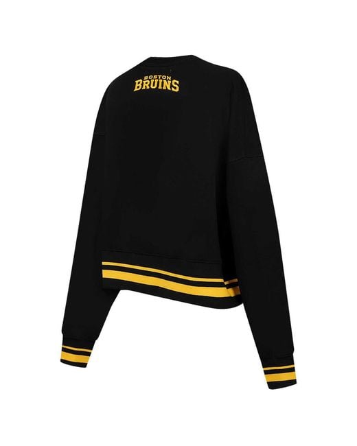 Pro Standard Black Boston Bruins Area Code Cropped Pullover Sweatshirt