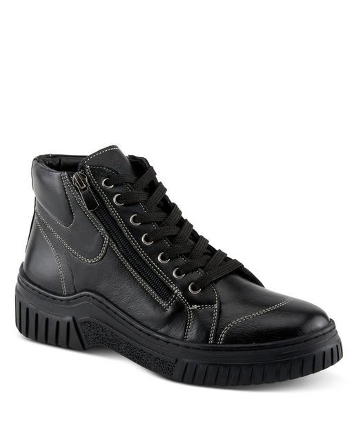 Spring Step Black Loeva Leather High-top Sneaker Boot
