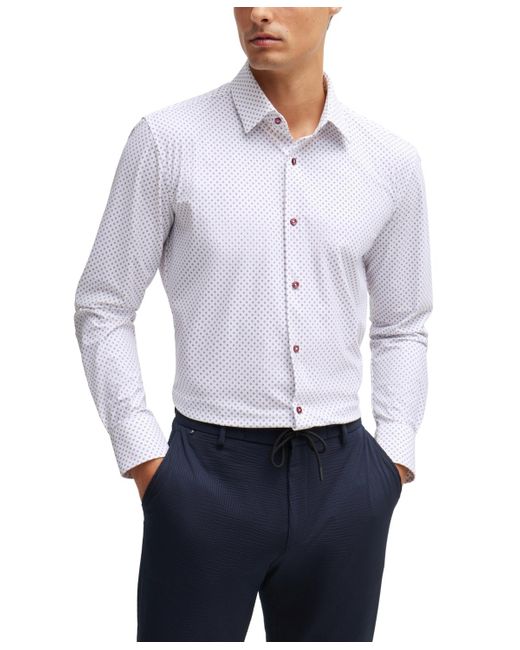 Boss White Boss By Printed Performance Slim-fit Shirt for men