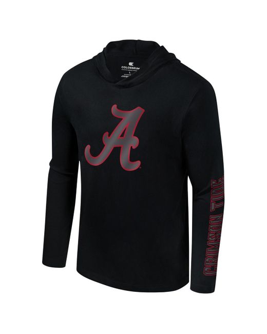 Colosseum Athletics Black Alabama Crimson Tide Color Pop Active Blend 2-hit Long Sleeve Hooded T-shirt for men