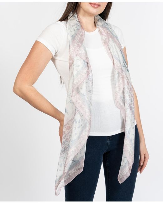 Vince Camuto White Birdy Floral Printed Square Scarf