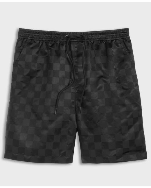 Mode Of One Black Check Jacquard Regular-fit 6-1/2" Track Shorts for men