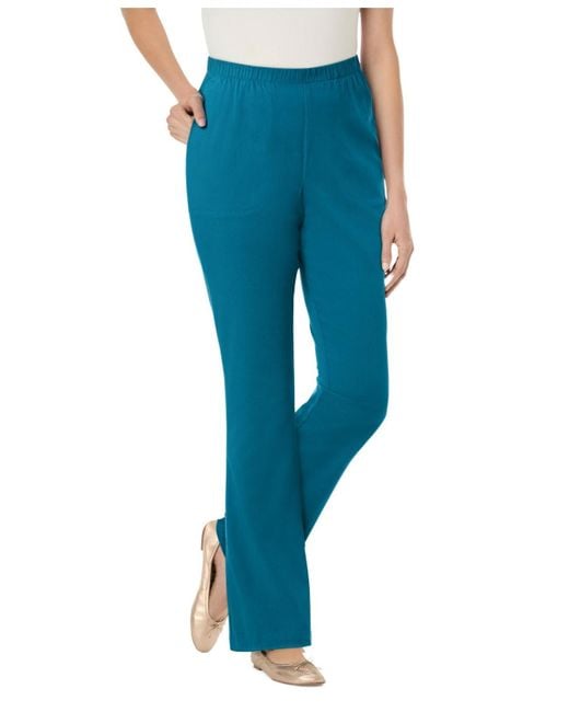 Woman Within Blue Within Fineline Stretch Denim Pull-on Bootcut Jeans
