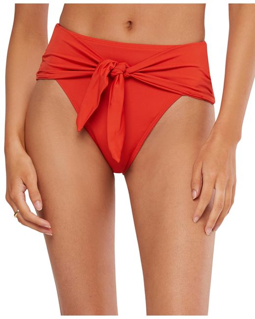 WeWoreWhat Red High-rise Tie-front Bikini Bottoms