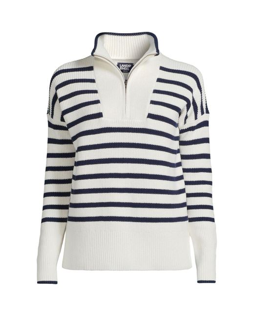 Lands' End White Drifter Pullover Sweater