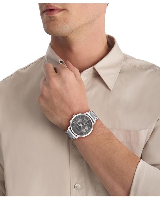 Calvin Klein Gray Gauge Tone Stainless Steel Bracelet Watch for men