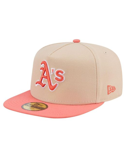 KTZ Pink Light Beige/coral Athletics Two-tone Color Pack A-frame 59fifty Fitted Hat