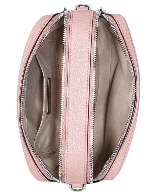 Michael Kors Pink Michael Bryant Medium Leather Double Zip Chain Camera Crossbody