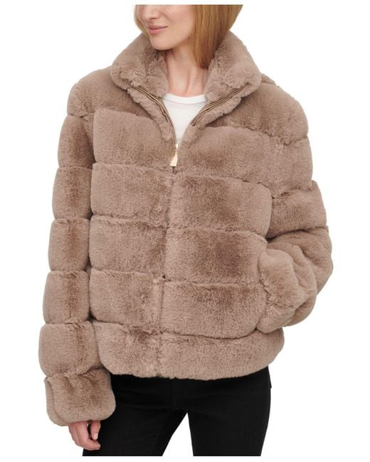 Calvin Klein Faux-fur Zip-front Coat | Lyst