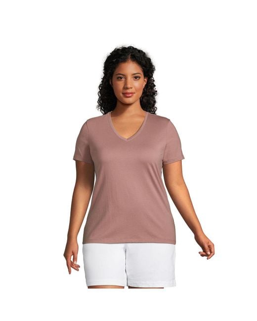 Lands' End Plus Size Relaxed Supima Cotton Short Sleeve Vneck Tshirt