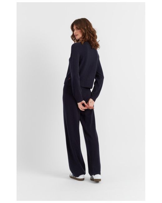 Chinti & Parker Blue Wool Cashmere Blend Crew Neck Cropped Cardigan