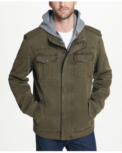 levi's men's two pocket hooded trucker jacket