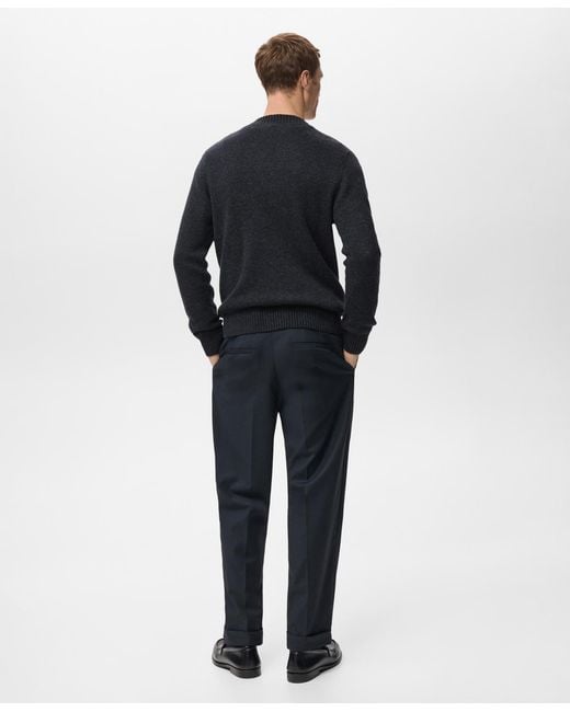 Mango Blue Structured Wool-blend Knitted Sweater for men
