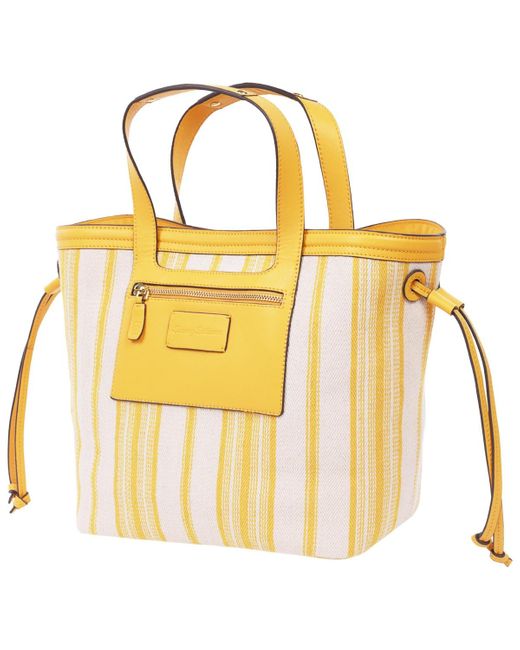 Tommy Bahama Yellow Canvas Stripe Large Tote