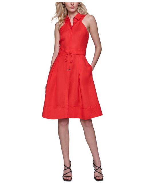 Karl Lagerfeld Red Button-front A-line Dress